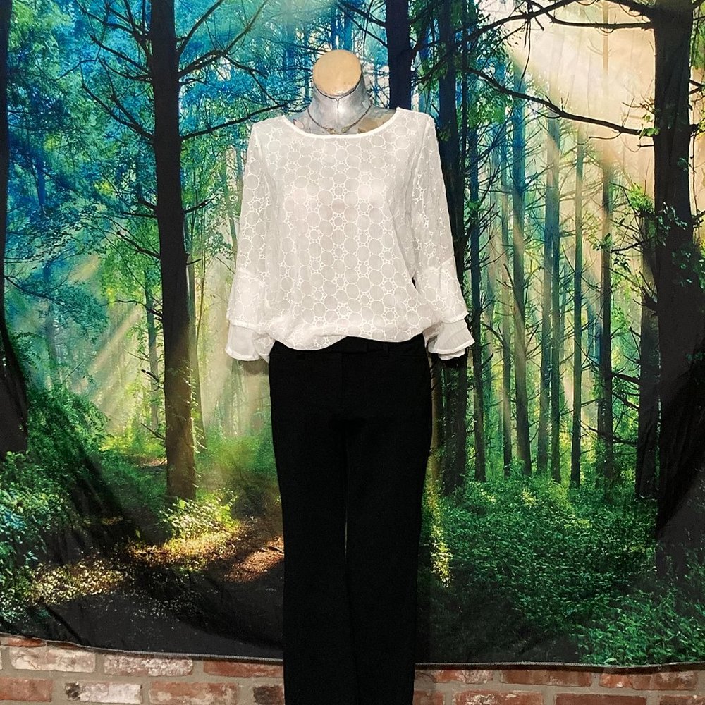 White, embroidered, bell sleeved blouse from Maurices